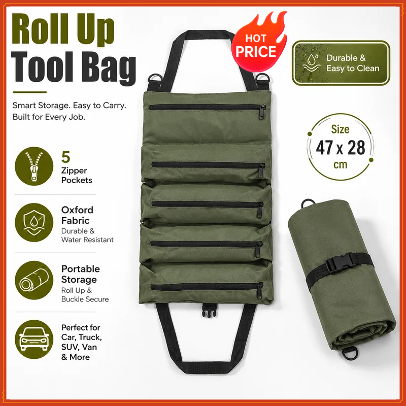 Heavy Equipment Repair - Heavy Duty Roll Up Tool Bag,